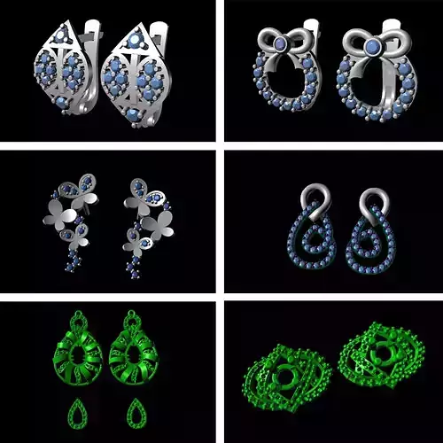Stylish Earrings With Diamonds 3dm STL Print Model Earring