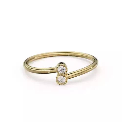 Bypass Dual Diamond Twin Diamond Solid Gold Wedding Band