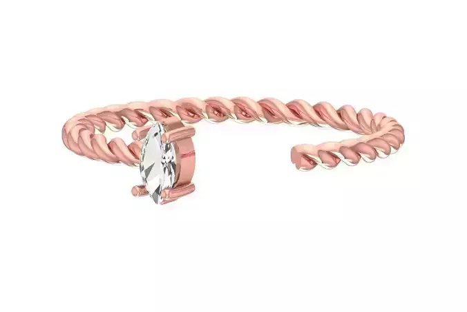 Solitaire Women Light Weight Marquise stone Twisted Band Ring