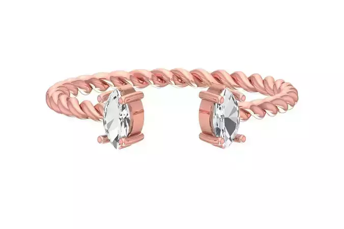 Solitaire Women Light Weight Marquise stone Twisted Band Ring