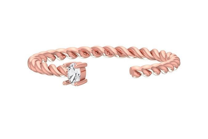 Solitaire Women Light Weight Oval Stone Twisted Band Ring 3D print model