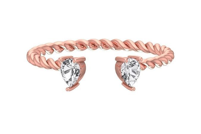 Solitaire Women Light Weight Pear Stone Twisted Band Ring 3D print model