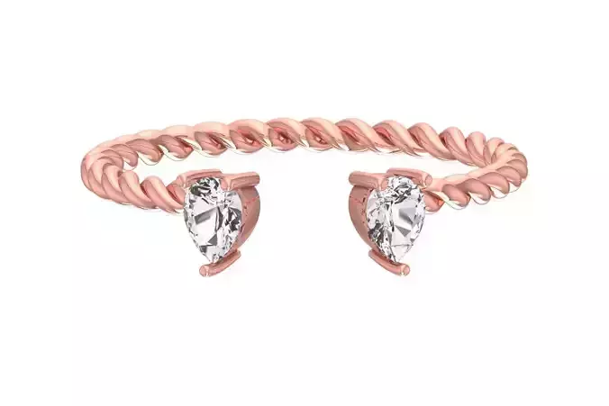 Solitaire Women Light Weight Pear Stone Twisted Band Ring