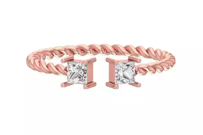 Solitaire Women Light Weight Twisted Princess stone Band Ring