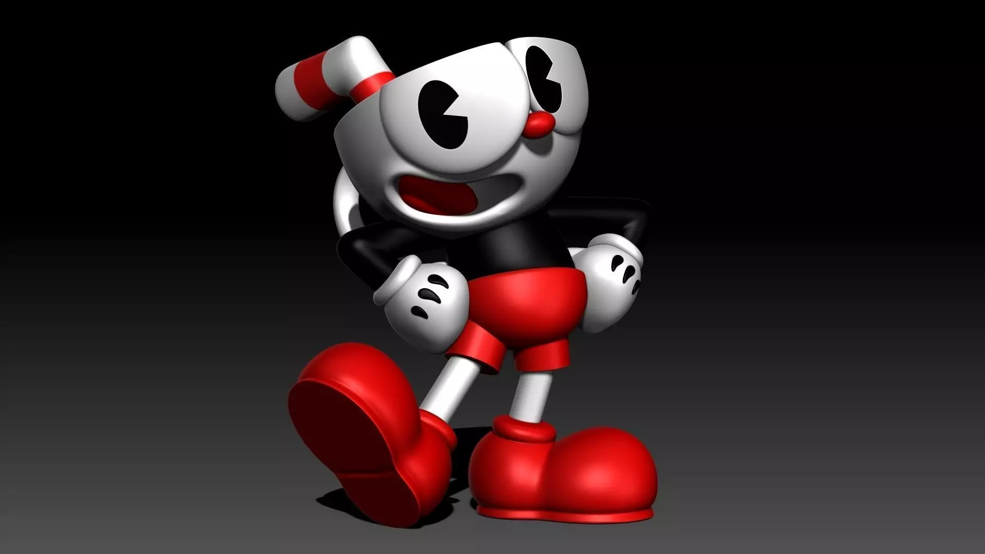 Cuphead cartoon character wearing shoes 3D print model