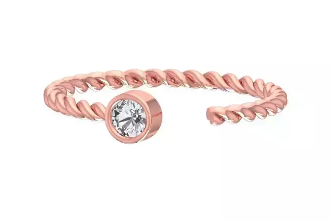 Solitaire Women Light Weight Round Stone Twisted Band Ring