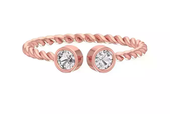 Solitaire Women Light Weight Round Stone Twisted Band Ring