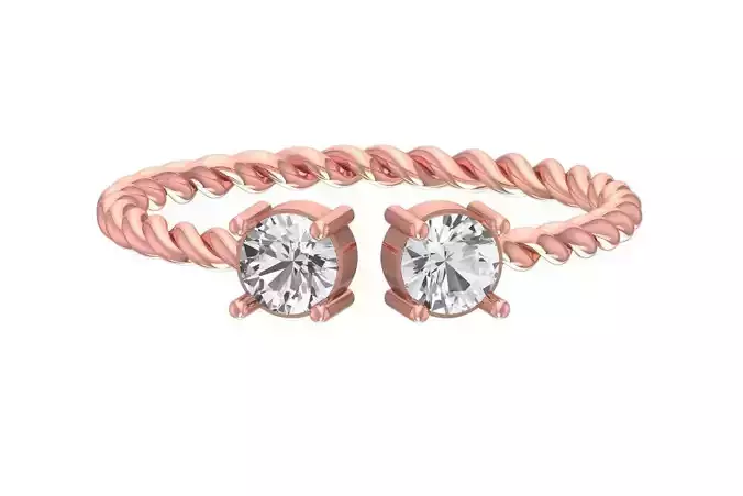 Solitaire Women Light Weight Round Stone Twisted Band Ring