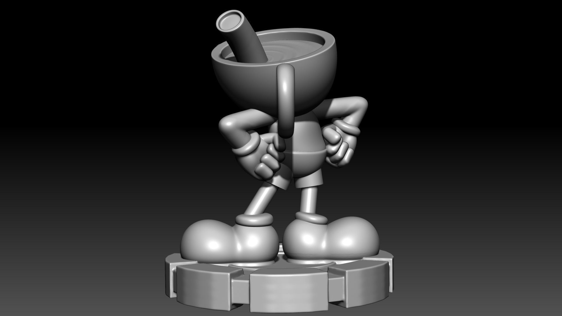 Mugman mickey mouse trophy 3D print model_3