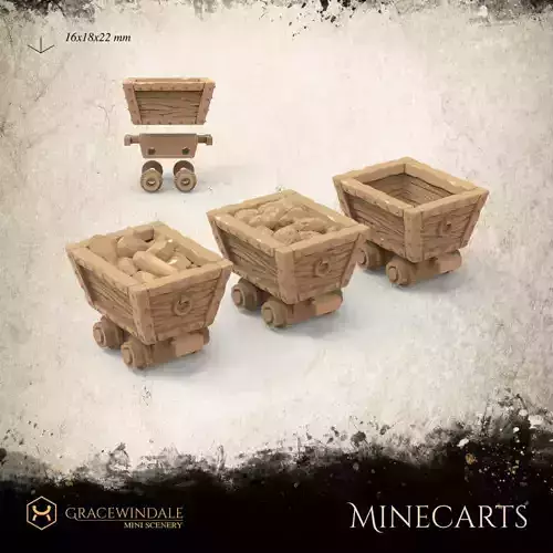 Minecart set of minecarts 3D print model