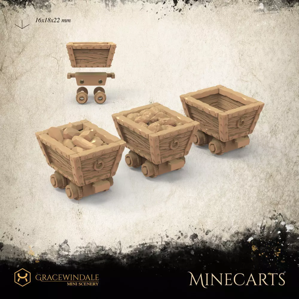 Minecart set of minecarts 3D print model_0