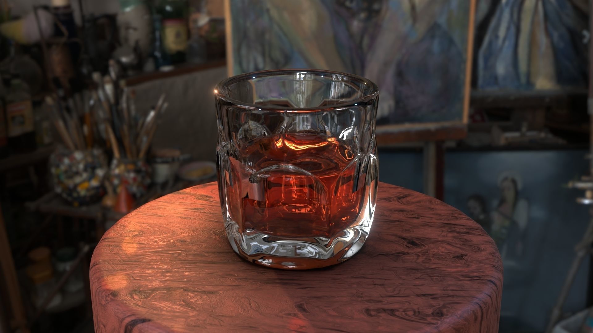 Whiskey glass Low-poly 3D model_4