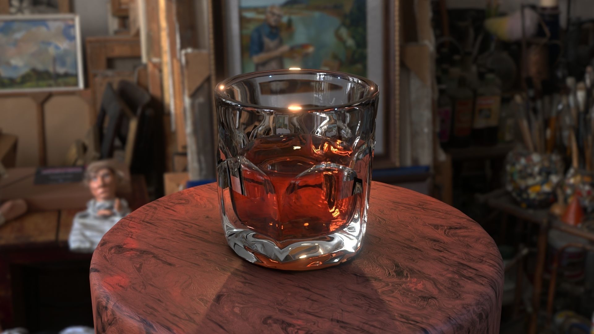 Whiskey glass Low-poly 3D model_5