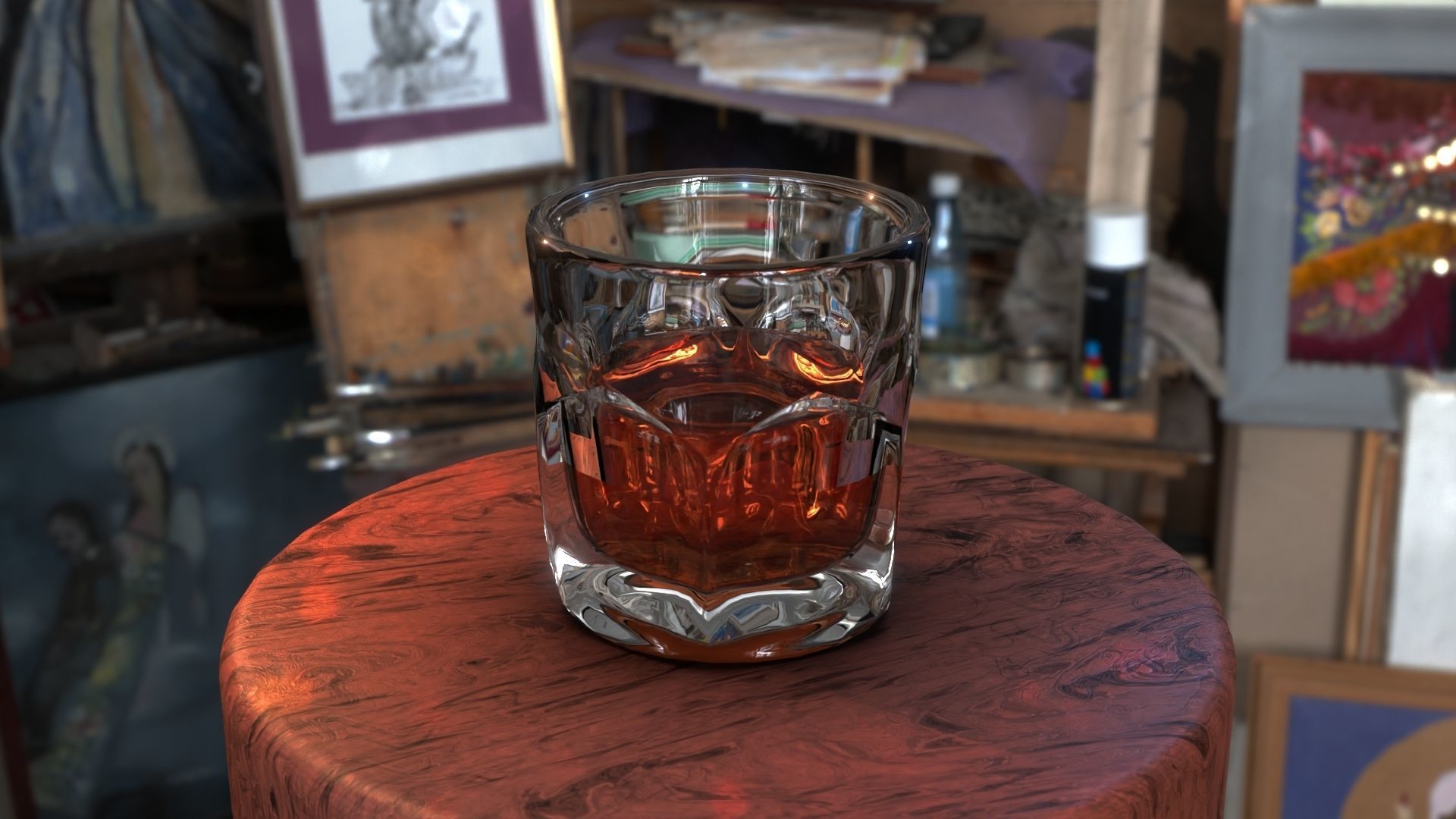 Whiskey glass Low-poly 3D model_3