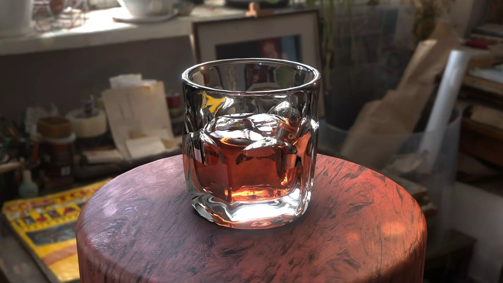 Whiskey glass Low-poly 3D model_0