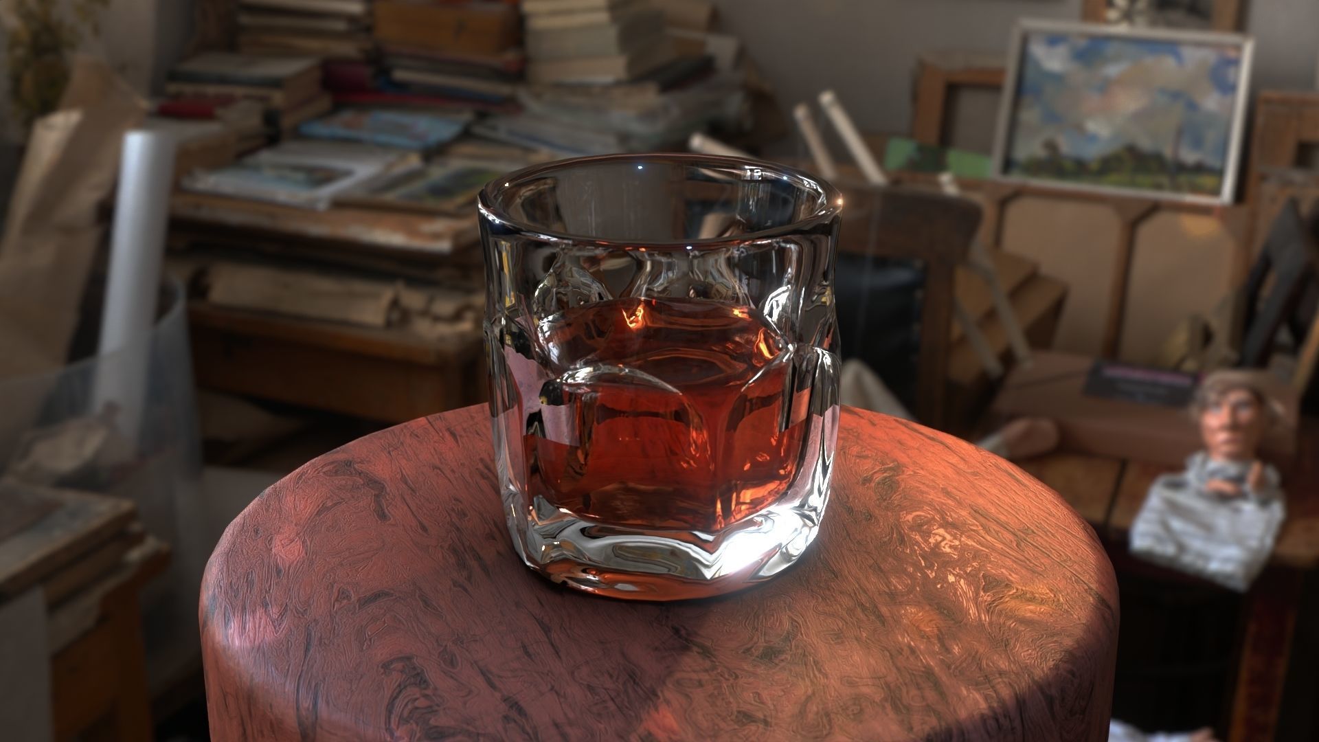 Whiskey glass Low-poly 3D model_6