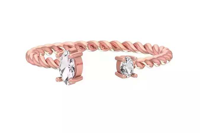 Light Weight Marquise Oval stone Twisted Band Ring