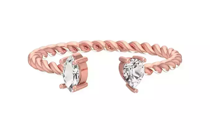 Light Weight Marquise Pear stone Twisted Band Ring