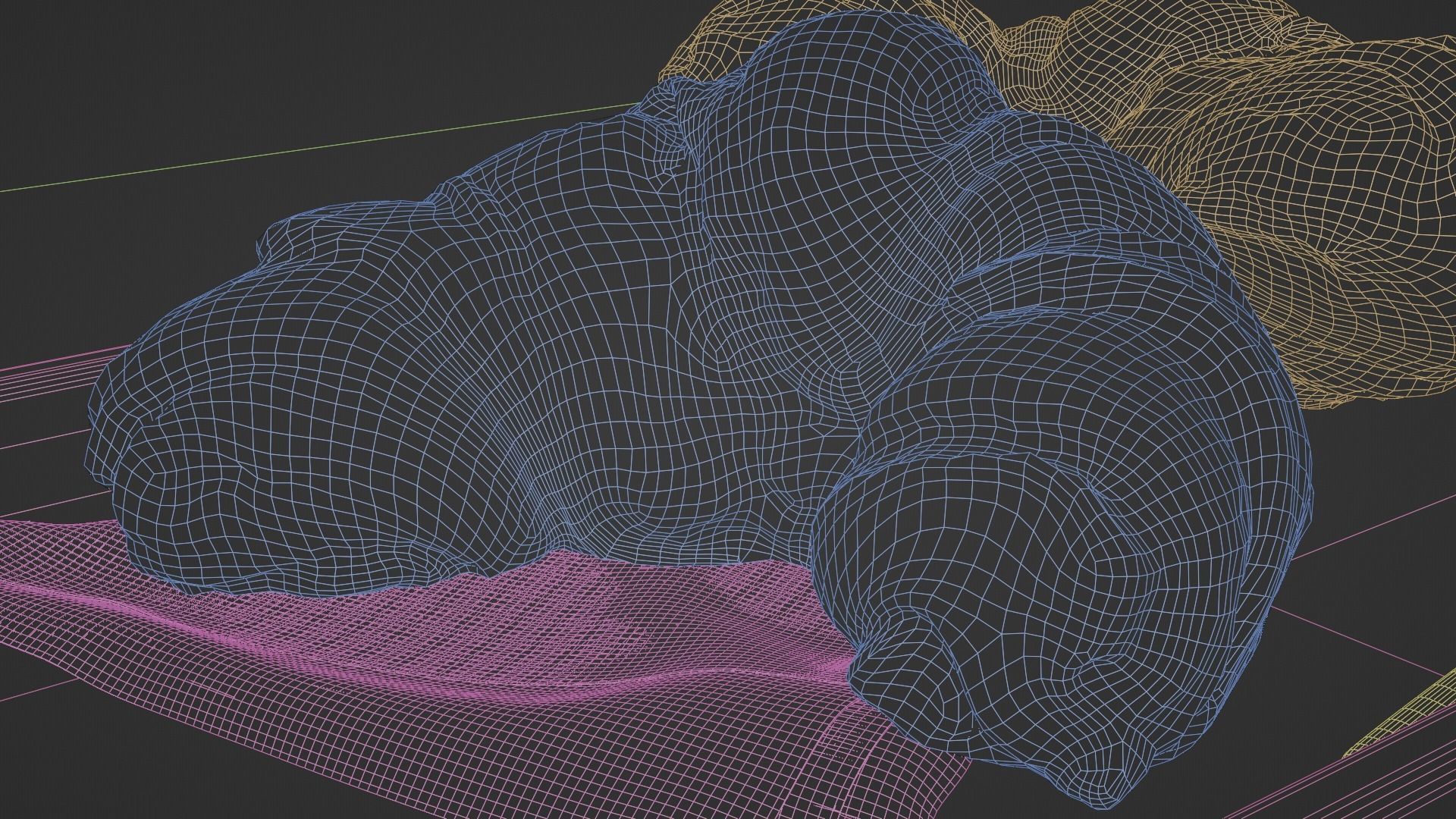 Croissants full set with Tray Knife Jar and Napkin 3D model_17