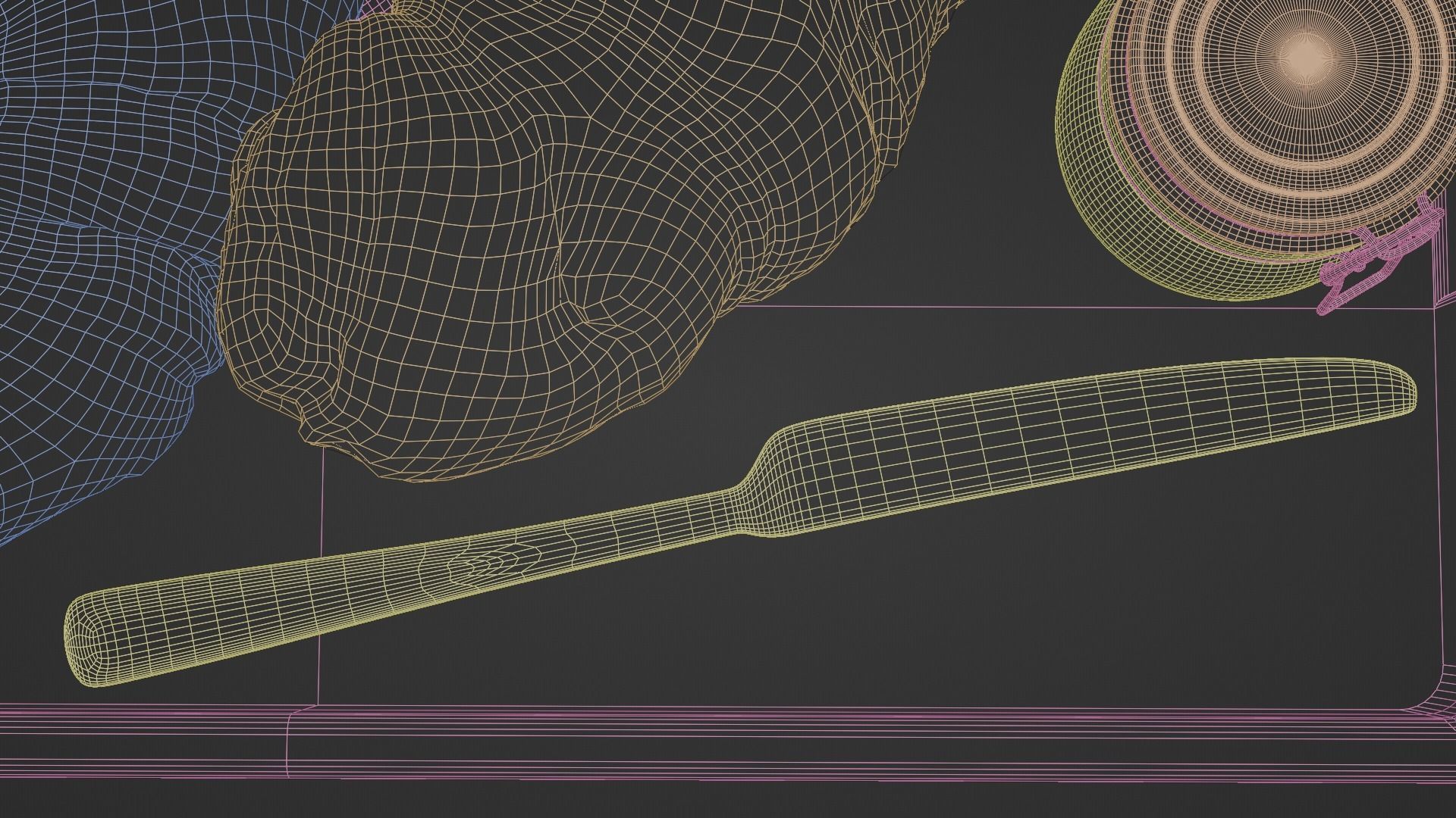 Croissants full set with Tray Knife Jar and Napkin 3D model_19