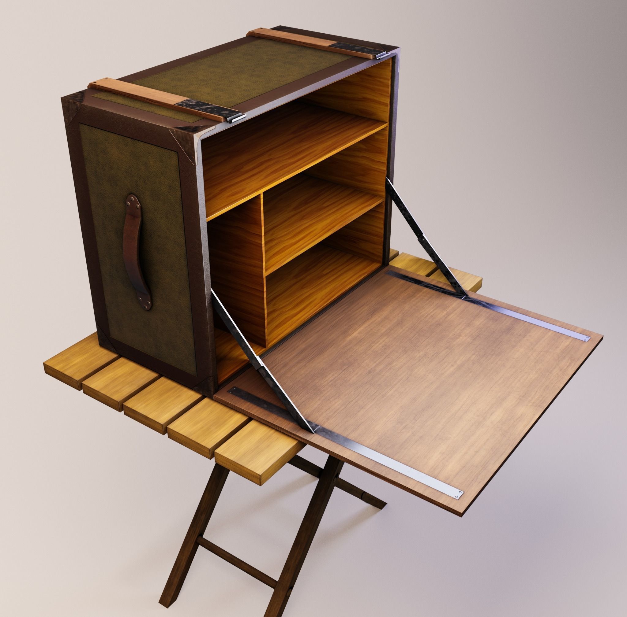 Outdoor Desk Low-poly 3D model_4