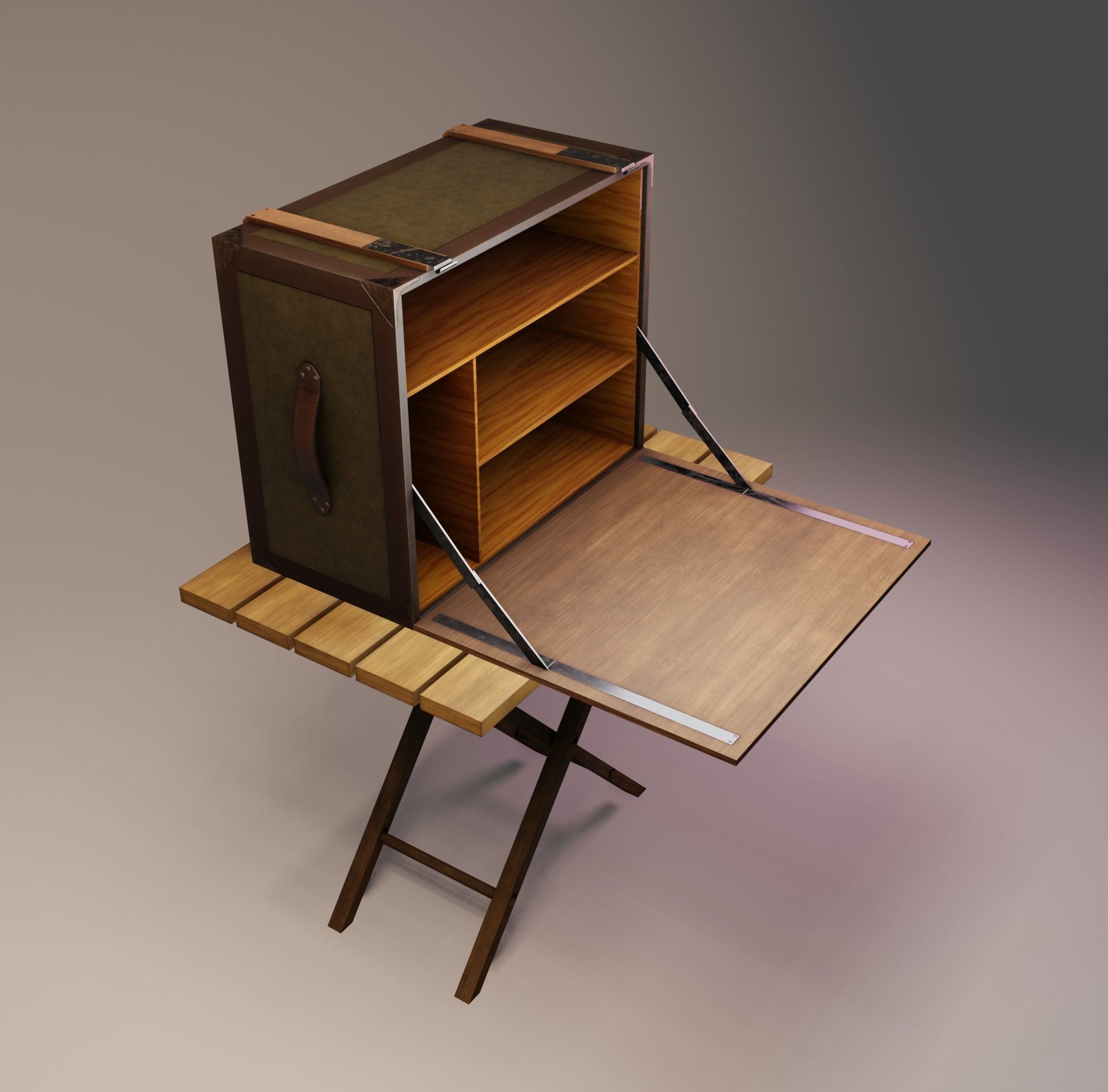 Outdoor Desk Low-poly 3D model_3