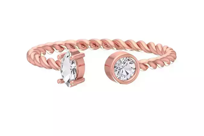 Light Weight Marquise Round Stone Twisted Band Ring 3D print model