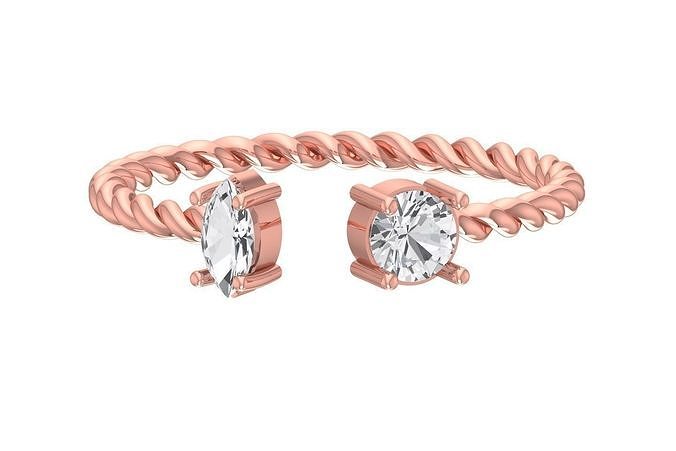 Light Weight Round Marquise stone Twisted Band Ring 3D print model