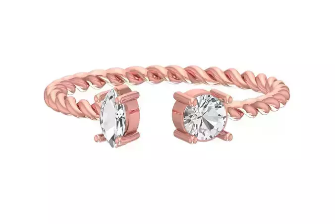 Light Weight Round Marquise stone Twisted Band Ring