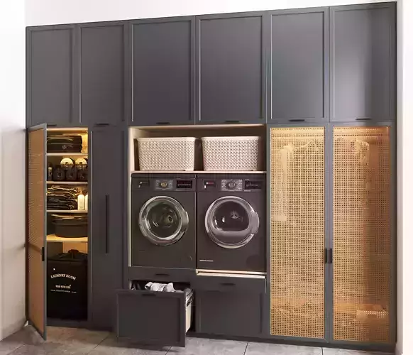 Premium Laundry Room Interior Integrated Appliances
