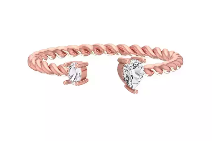 Light Weight Oval Pear Stone Twisted Band Ring