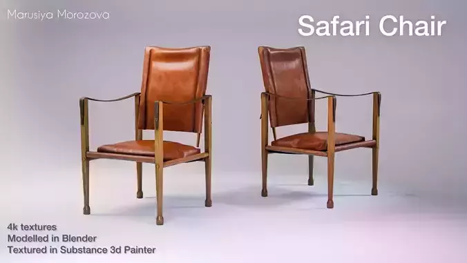 Safari Chair Low-poly 3D model