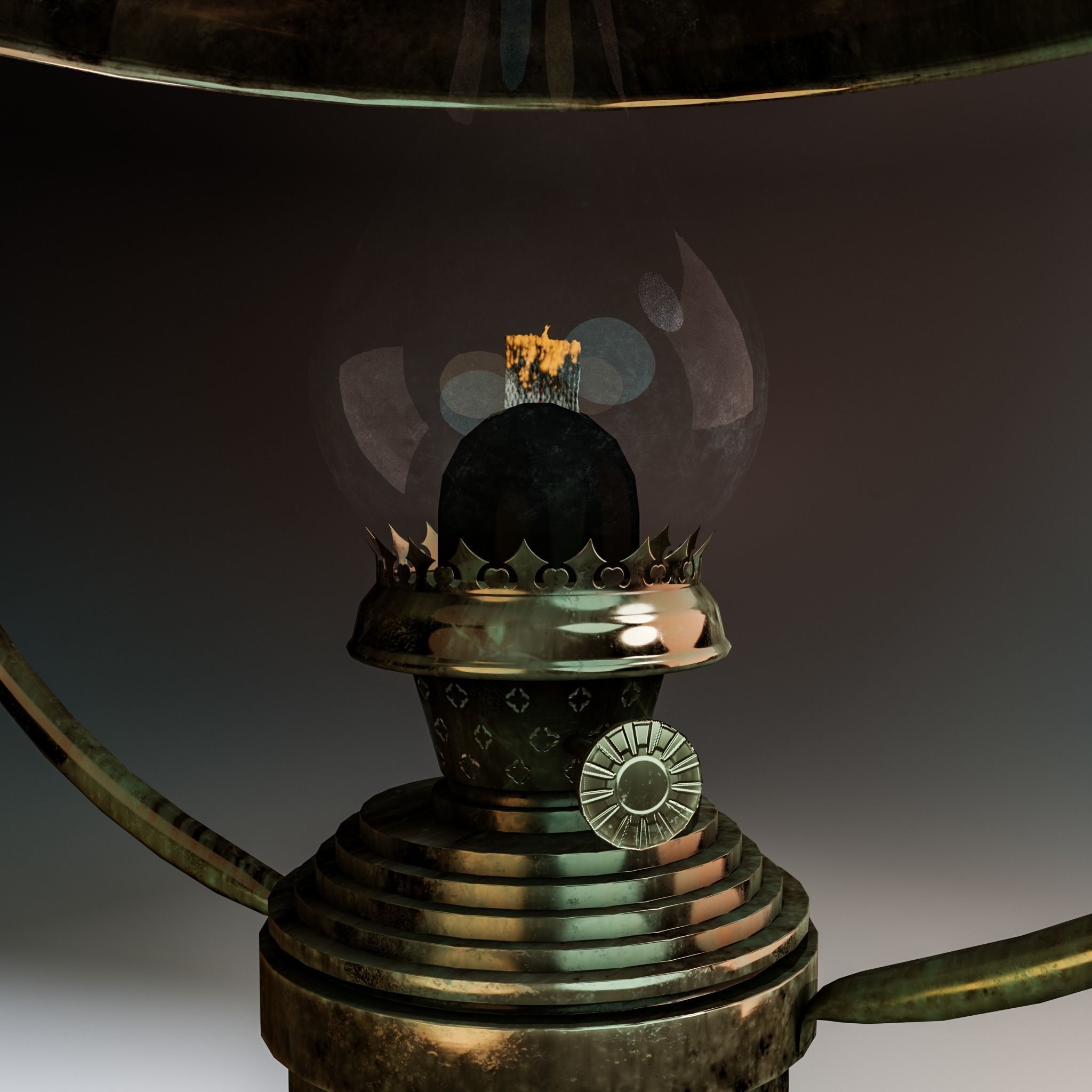 Brass Nautical Hanging Oil Lamp Low-poly 3D model_6