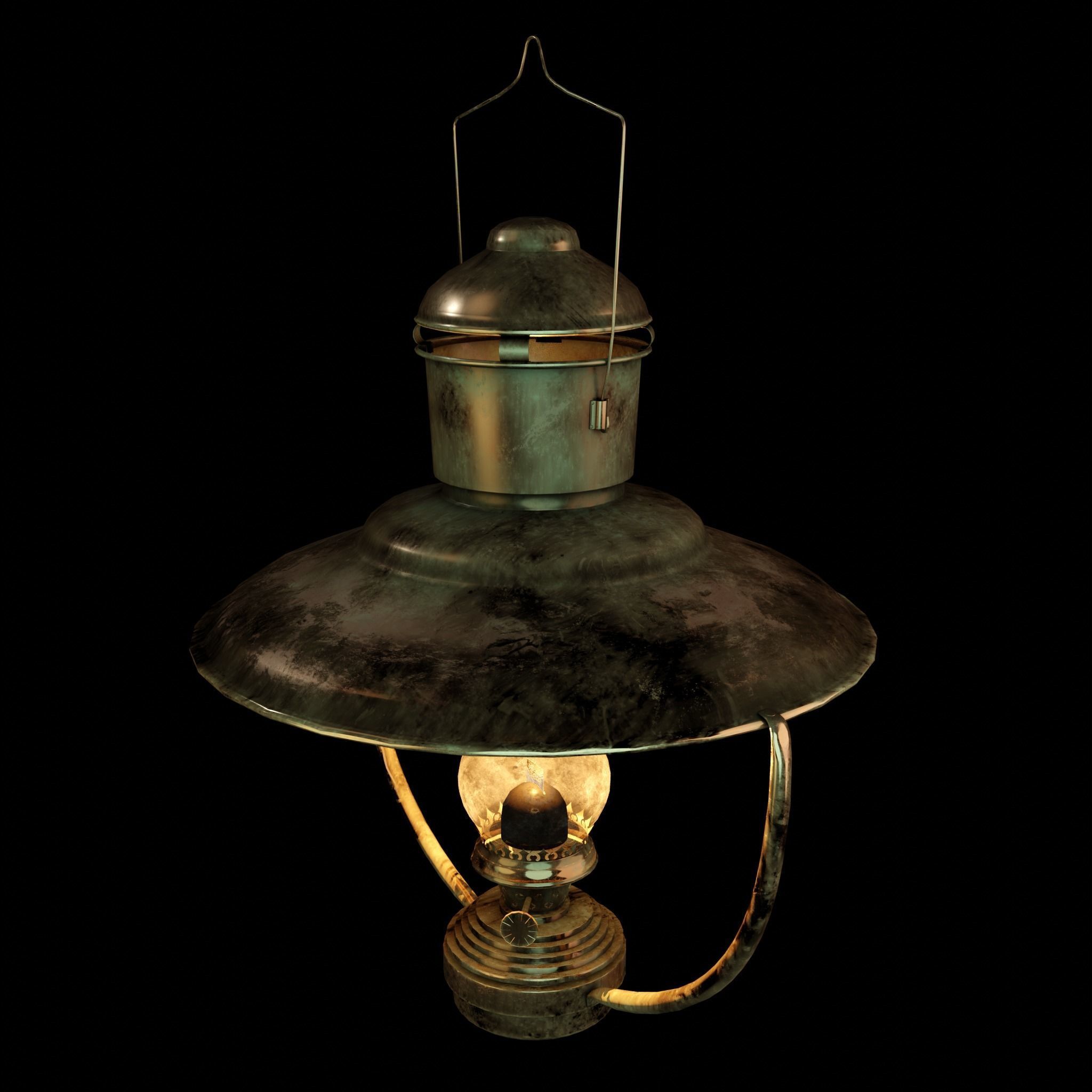 Brass Nautical Hanging Oil Lamp Low-poly 3D model_5