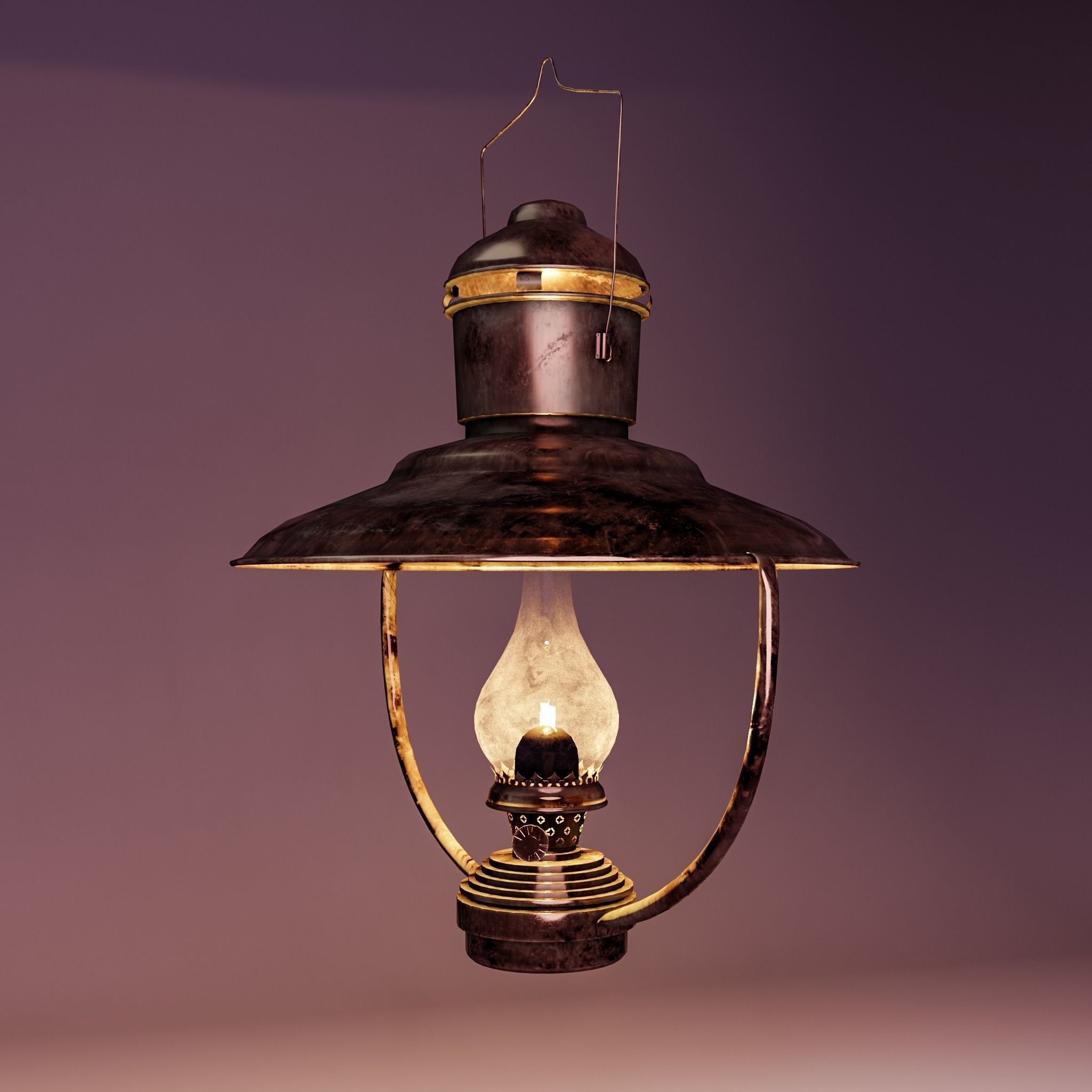 Brass Nautical Hanging Oil Lamp Low-poly 3D model_8