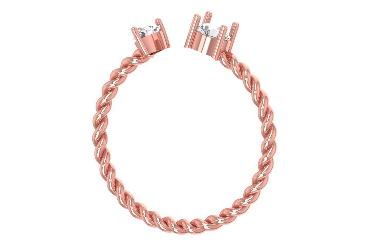 Light Weight Round Pear Stone Twisted Band Ring 3D print model_3