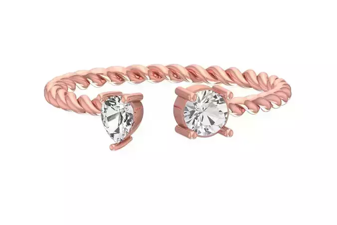 Light Weight Round Pear Stone Twisted Band Ring 3D print model