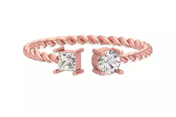 Light Weight Twisted Round Princess stone Band Ring