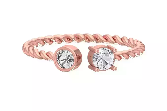 Light Weight Round Stone Twisted Band Ring