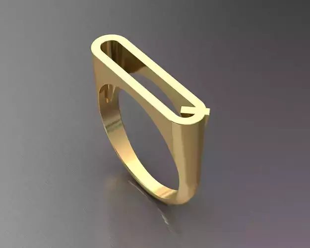 alphabet ring letter Q 3D print model