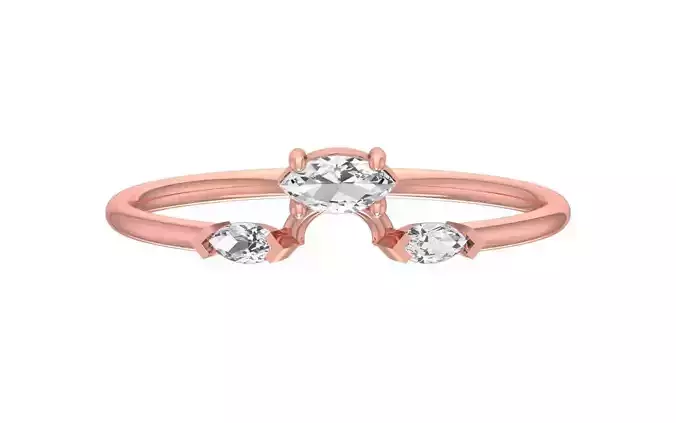 Solitaire Women Light Weight Band Ring