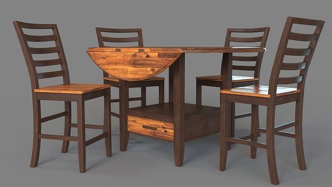 Abaco Drop-Leaf Dining Set 3D model 5