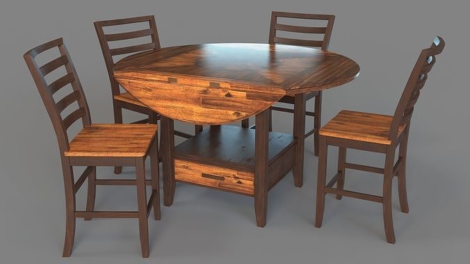 Abaco Drop-Leaf Dining Set 3D model 3