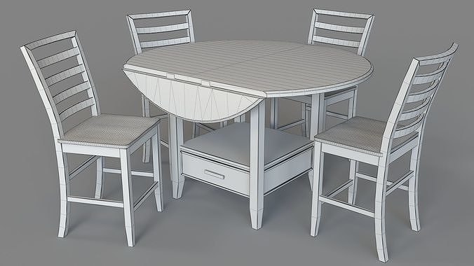 Abaco Drop-Leaf Dining Set 3D model 6