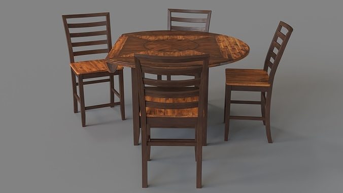 Abaco Drop-Leaf Dining Set 3D model 2