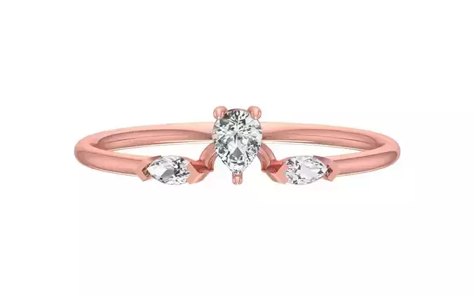 Solitaire Women Light Weight Band Ring
