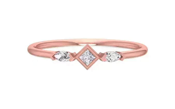 Solitaire Women Light Weight Band Ring