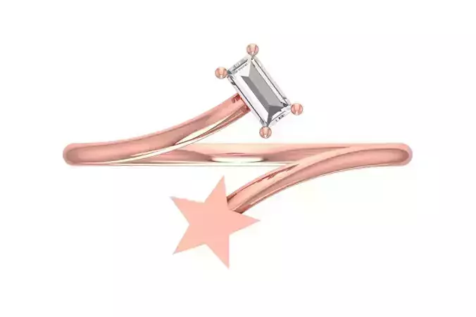 Solitaire Women Star Band Ring