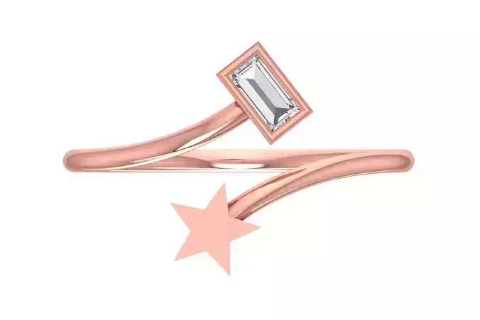 Solitaire Women Star Band Ring