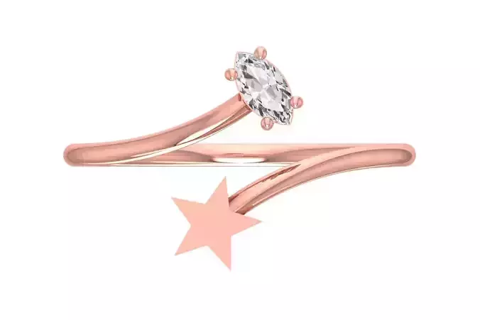 Solitaire Women Star Band Ring